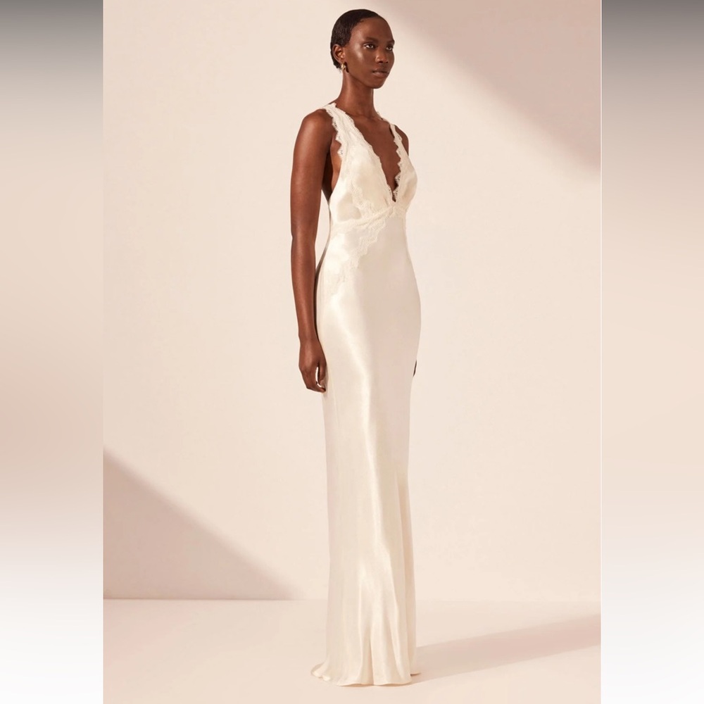La Lune Lace Cross Back Maxi Dress - Cream